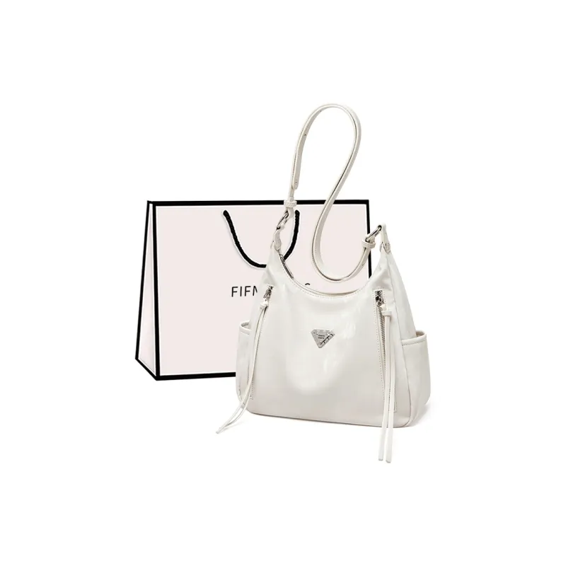 15 MINS Synthetic Leather Tote Bag, Shopping Bag, Shoulder Bag Women's Ecru/Glacier Silver-0