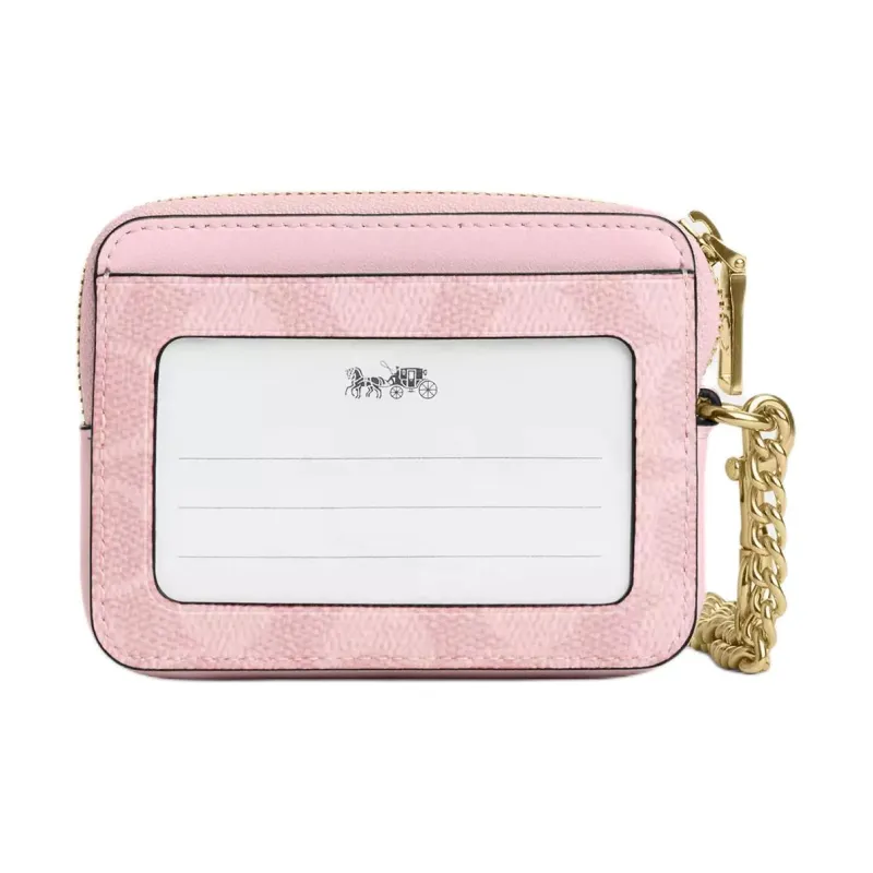 COACH Coated Canvas Card Holder Mini Women's Pink-1