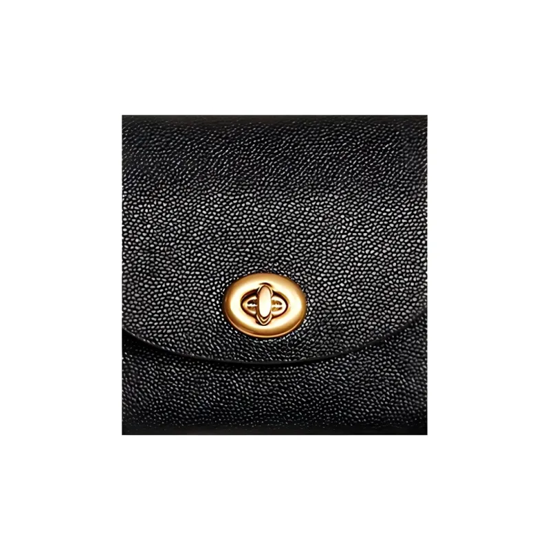 COACH Pouch Pebbled Leather Handbag Clutch Coin Purse Medium Size Women's Black-3