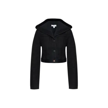Alaia Cropped Hooded Denim Jacket
