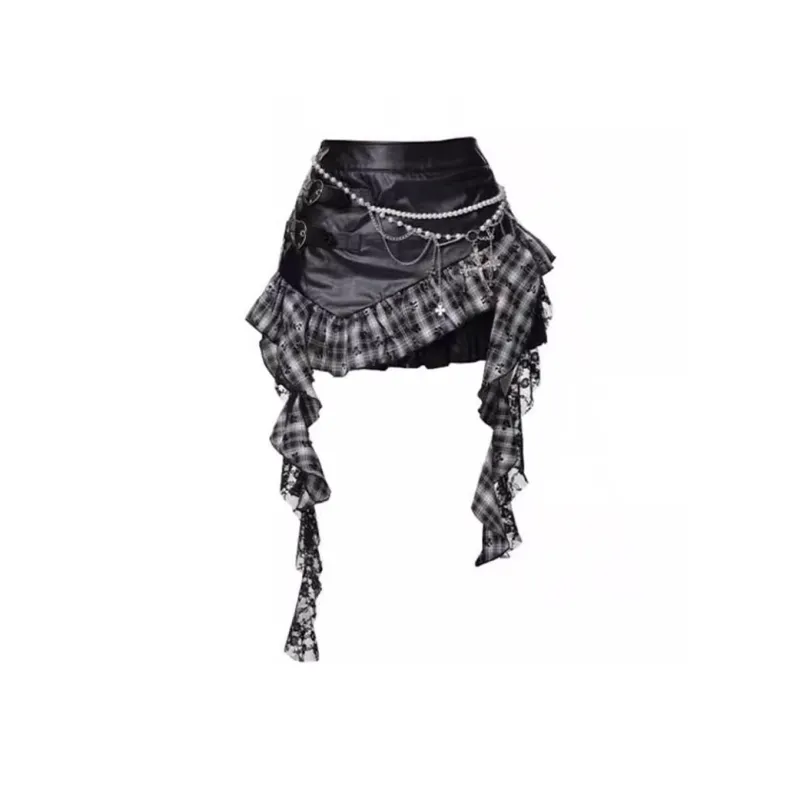 Gentle Welcome Leather Short Skirts Women's-1