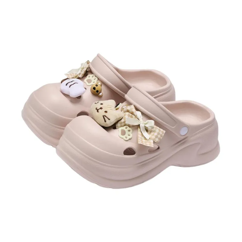 MINISO Summer High Heel Platform Women's Squashy And Bouncy Feeling Cartoon Cute Closed Toe Slippers-2