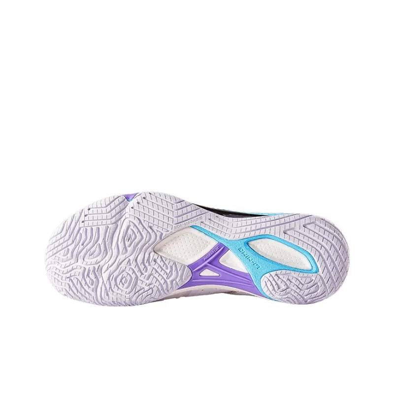 LiNing Shock Absorbers Slip Resistant Breathable Low Top Badminton Shoes Unisex White Blue-6