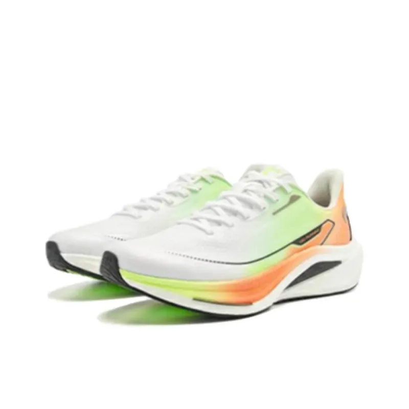 QIAODAN Boundaryless 7.0 Anti Slip Wear Resistant Low Top Sprint Running Shoes Men's White Orange Green-2