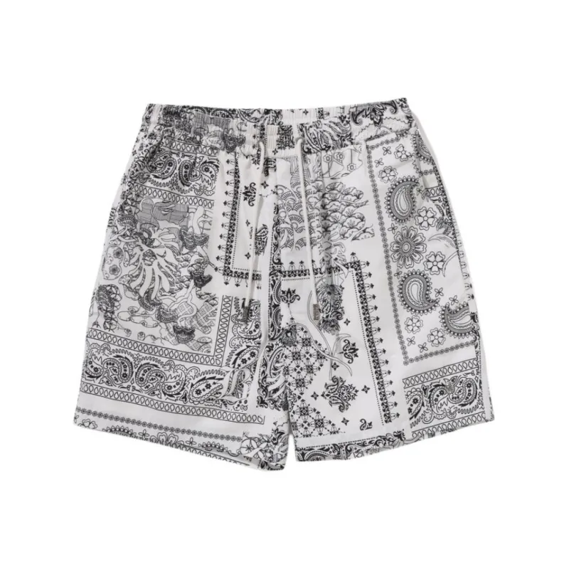 BAPE BLACK Boro Paisley Camp Shorts-2