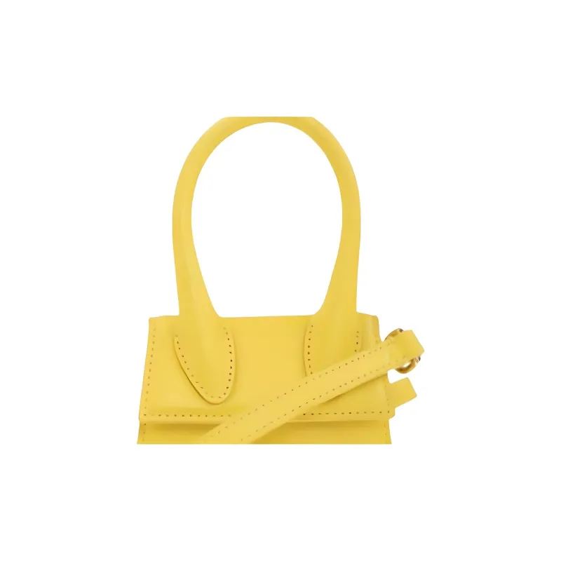 Jacquemus Leather Shoulder Bag, Crossbody Bag, Handbag Mini Women's Yellow-4