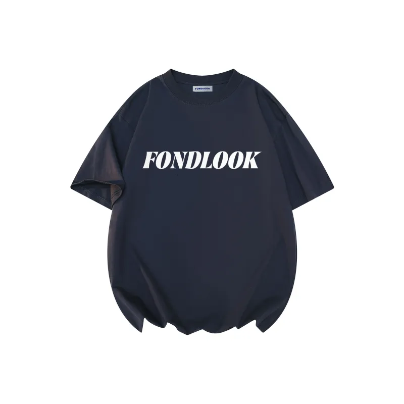 FONDLOOK T-Shirts Unisex Navy Blue-1