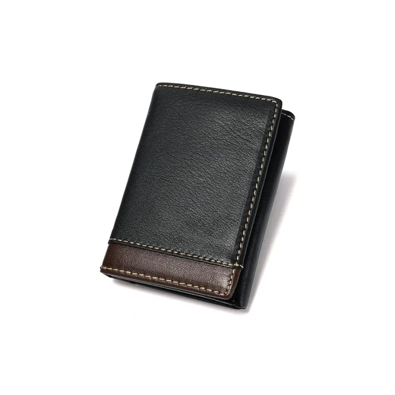 CARTELO Top Grain Cow Leather Wallet Regular Men's Black/Coffee-2