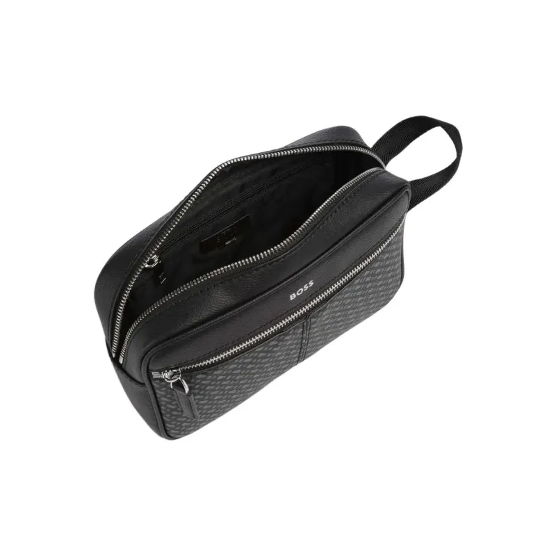 HUGO BOSS Recycled Leather Toiletry Bag Men's Black-3