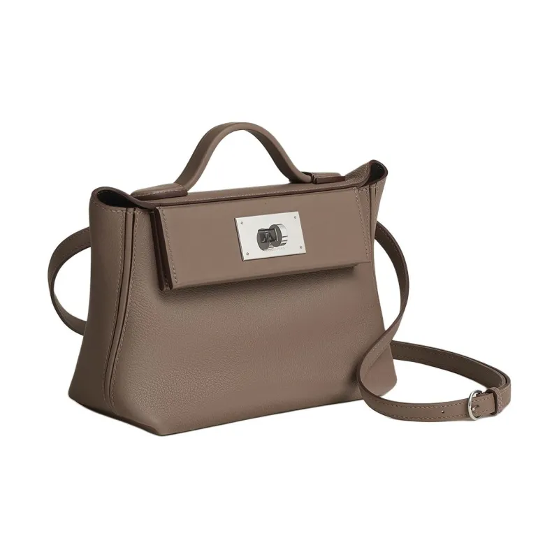 HERMES 24/24 Swift Calfskin Shoulder Bag, Crossbody Bag, Handbag Women's Elephant Gray & Ebony-1