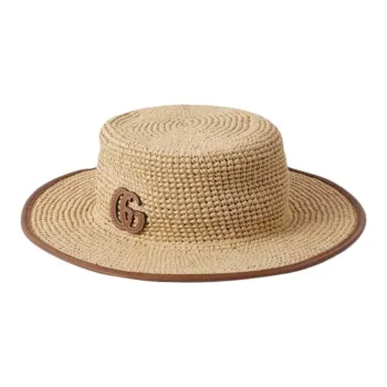 GUCCI Straw, Lambskin Hats & Caps Women's Beige