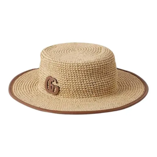 GUCCI Straw, Lambskin Hats & Caps Women's Beige