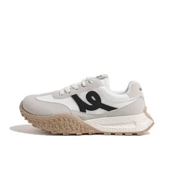 HUANQIU Abrasion Resistant Lightweight Rebound Low Top Casual Shoes Women's Beige Black