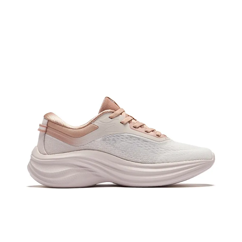 Erke Shock Absorbers Rebound Low Top City Commute Running Shoes Women's Microcrystal White Sandalwood Lip Color-1