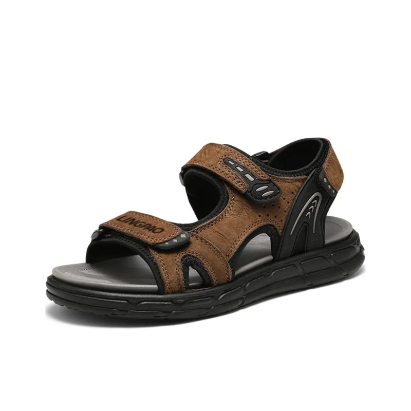 LINGPAO Beach Sandals Men Black/Brown-6