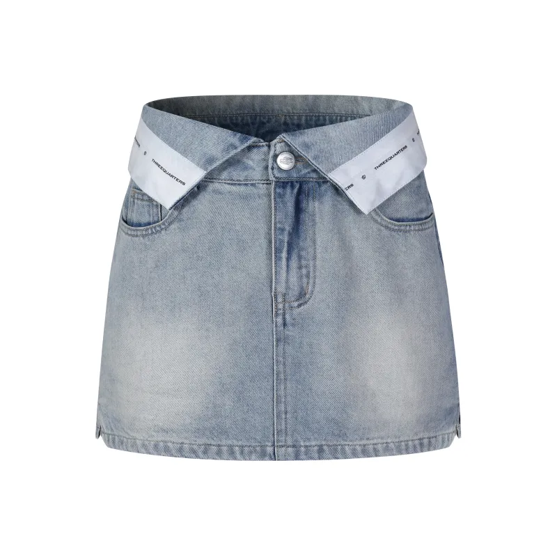 Three Quarters Casual Short Skirts Women's Blue-0