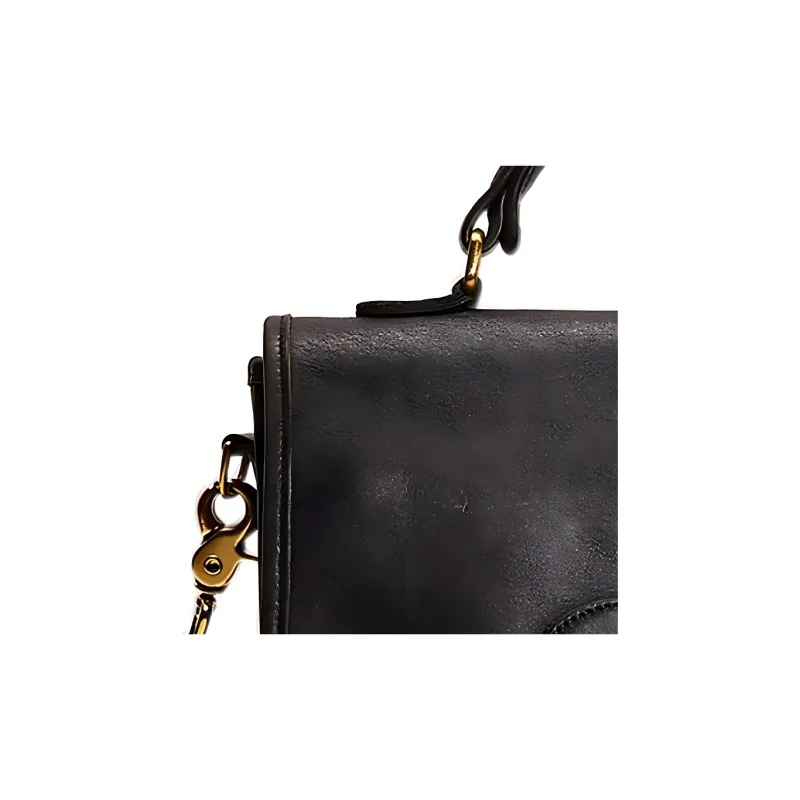 COACH Legacy Leather Marine Square Bag Shoulder Bag Crossbody Bag Handbag Large Size Women's Black-2