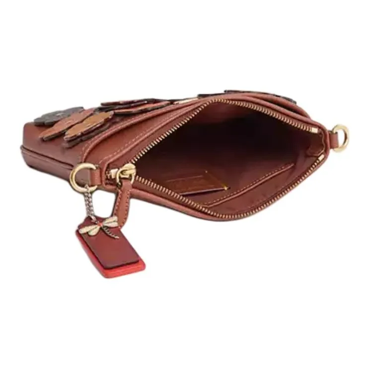 COACH Kitt Cross Grain Leather Crossbody Bag Trumpets Women's Brown-2