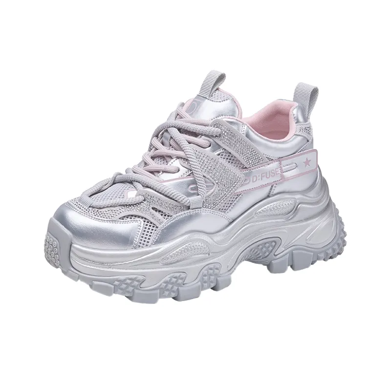D FUSE SCANDINAVIA Breathable Height Increasing Abrasion Resistant Slip Resistant Low Top Chunky Sneakers Women's-7