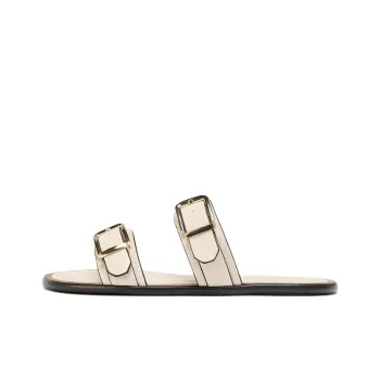 ZARA PU Polyurethane Abrasion Resistant Slide Slippers Women's Light Beige Yellow