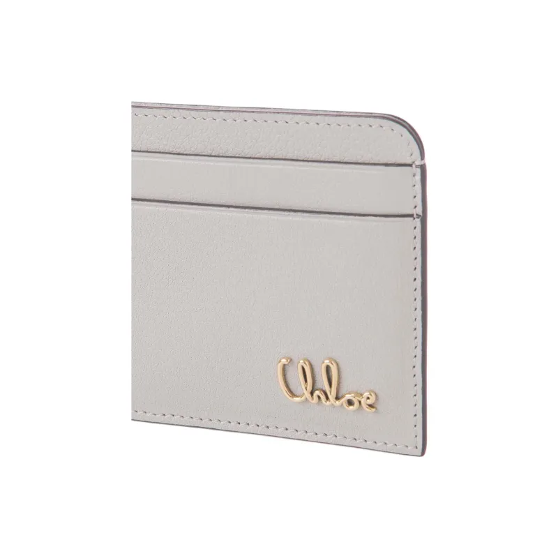 Chloe ICONIC Grain Buffalo Leather Card Holder Card Holder Women's Wild Gray-3