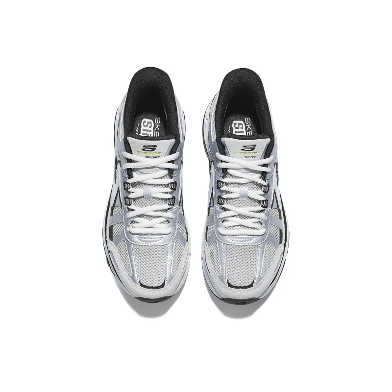 Skechers Silver Wing Anti Slip Wear Resistant Low Top Chunky Sneakers Unisex Silver Gray-4