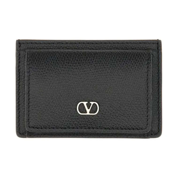 Valentino VLogo Signature Leather Card Holder Regular Men's Black-0