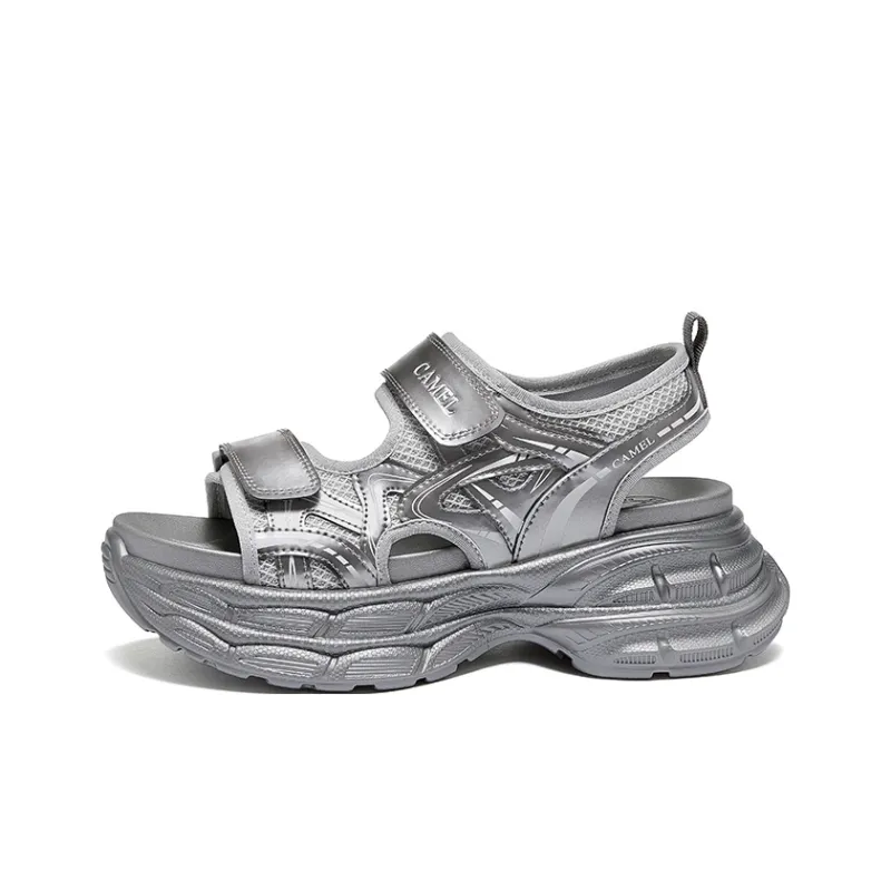 CAMEL Beach Sandals Women's Silver, Black, Beige-0