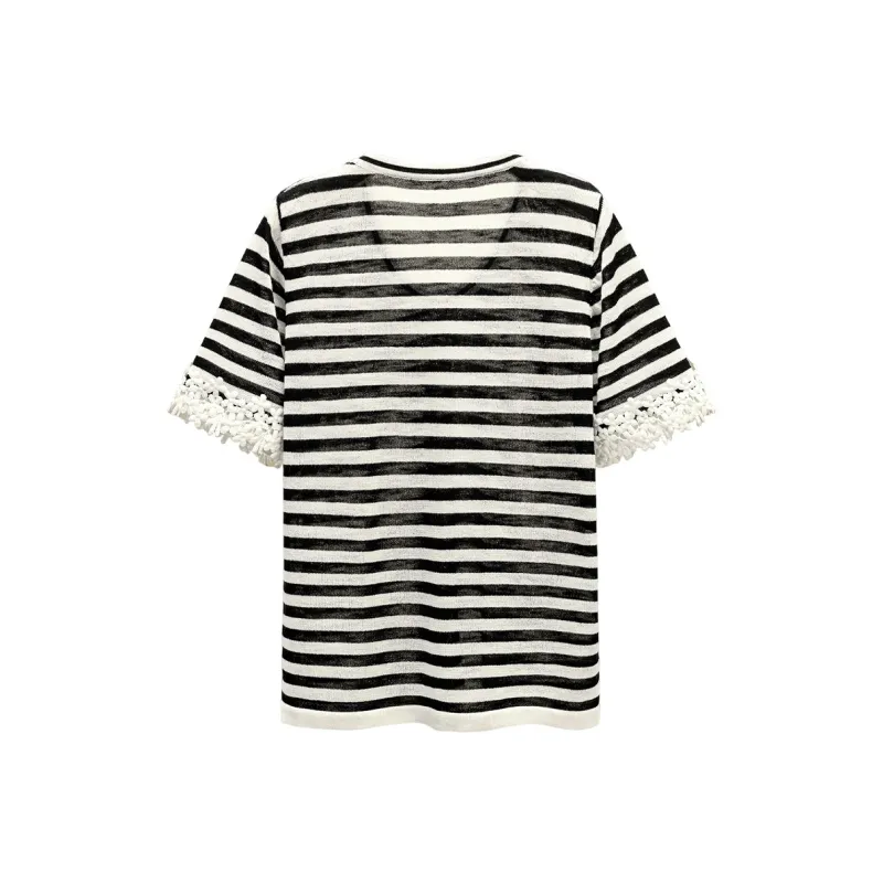 TOUCH Knitwear Women's Black White Stripes-1