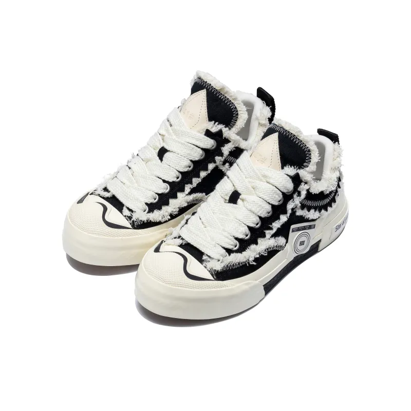 Star By Wishes Anti-Slip Wear-Resistant Breathable Height Increasing Low-Top Skateboard Shoes Unisex Black-3