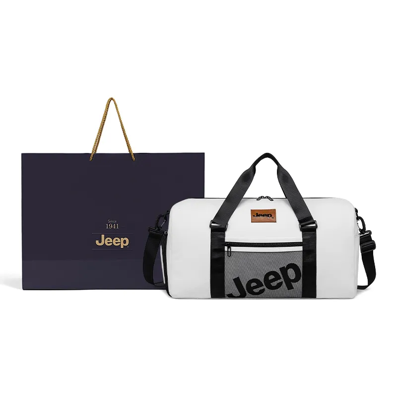 Jeep Membrana Dermalis Travel Bag Shoulder Bag Gym Bag Crossbody Bag Unisex Black/White-6