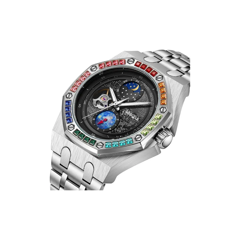 BAOGELA Creator Collection Automatic Mechanical Movement Steel Strap Watch Men's Watches Black Dial-1