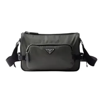 PRADA Recycled Nylon Shoulder Bag, Crossbody Bag Medium Size Unisex Forest Green
