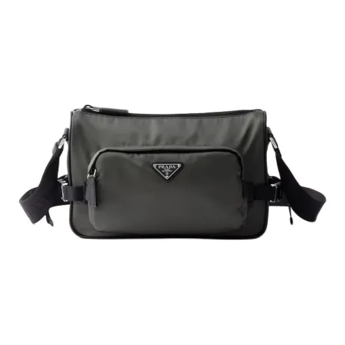 prada galleria Recycled Nylon Shoulder Bag, Crossbody Bag Medium Size Unisex Forest Green