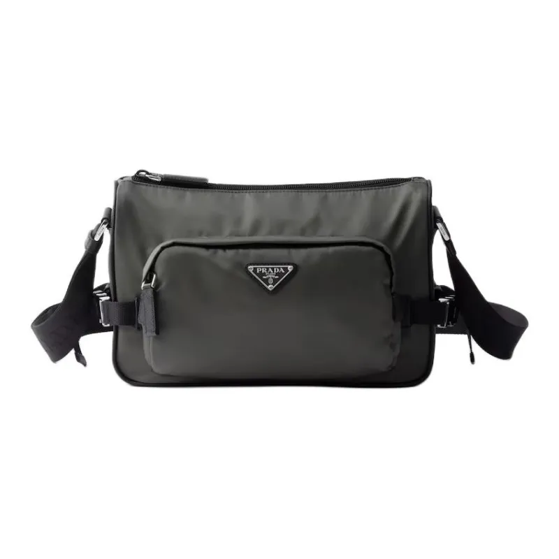 PRADA Recycled Nylon Shoulder Bag, Crossbody Bag Medium Size Unisex Forest Green-0
