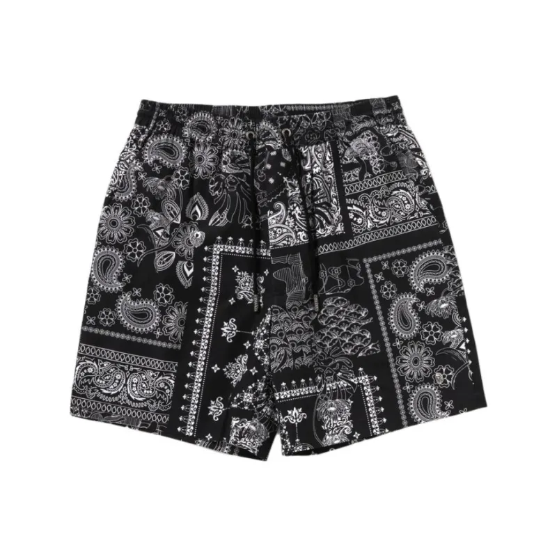 BAPE BLACK Boro Paisley Camp Shorts-0