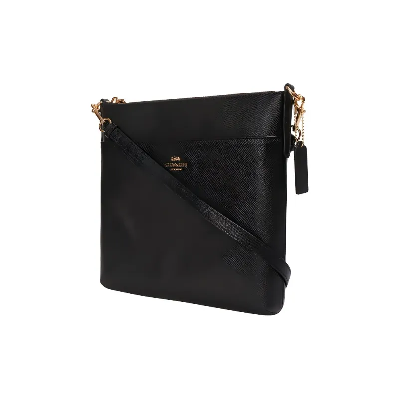 COACH Kitt Grain Leather Shoulder Bag Women's Black-1