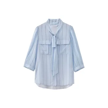 SHUIYUNJIAN Shirts Women's Light Blue Stripes