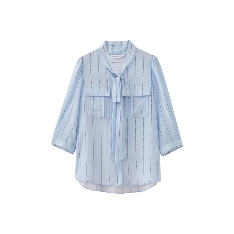 SHUIYUNJIAN Shirts Women's Light Blue Stripes-0