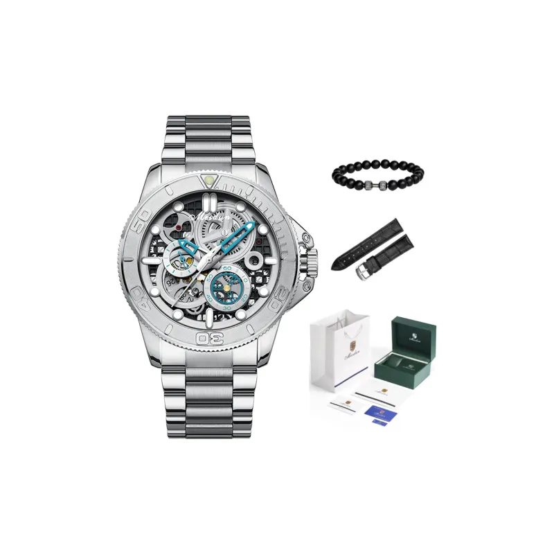 MESDUN Explorer Collection Automatic Mechanical Movement Stainless Steel Watchband Watch Men's Watches White Dial-8