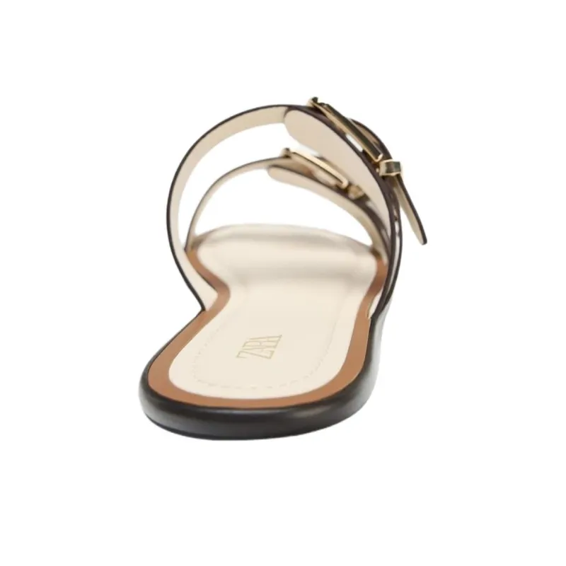ZARA PU Polyurethane Abrasion Resistant Slide Slippers Women's Light Beige Yellow-4