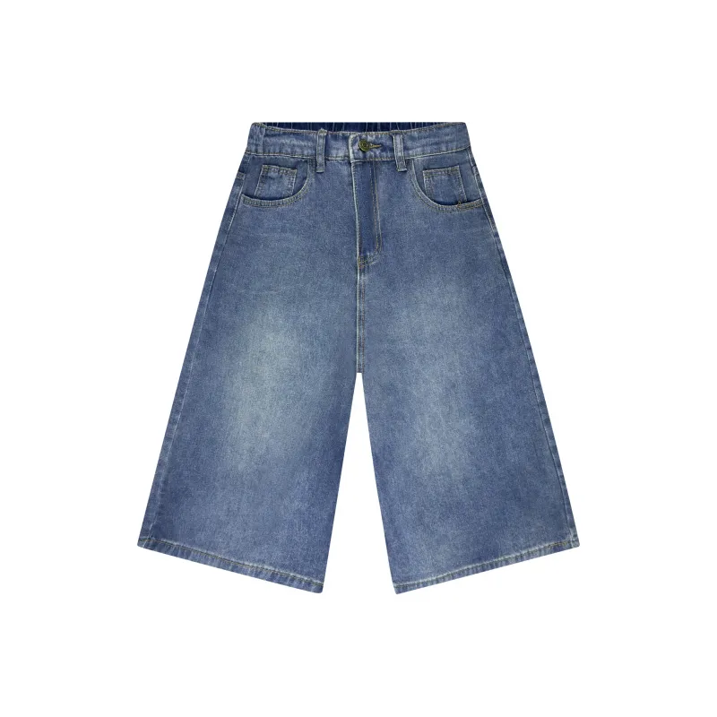 AWAO Denim Shorts Unisex Blue-0