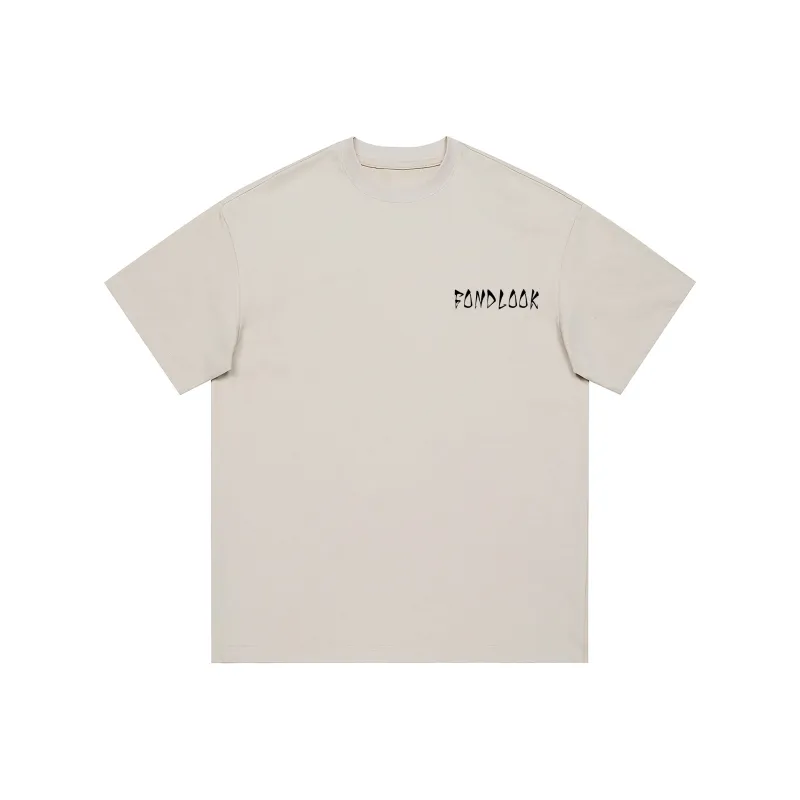 FONDLOOK T-Shirts Unisex Light Beige Apricot-1
