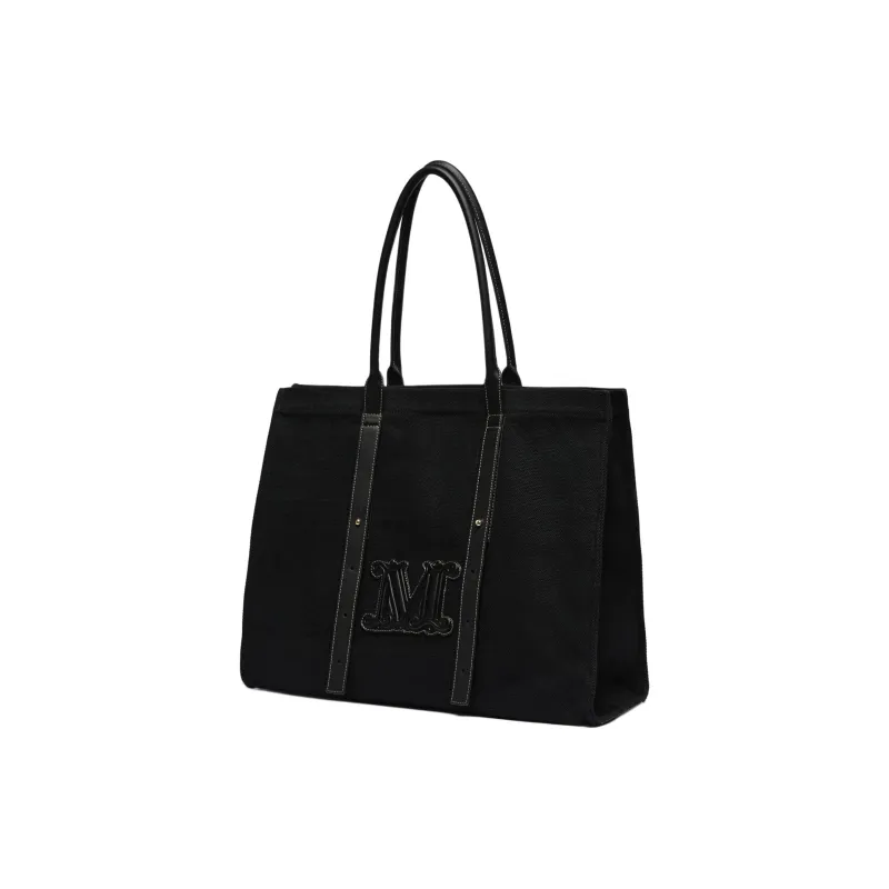 MaxMara Cotton Tote Bag, Shopping Bag, Handbag Women's Black-1
