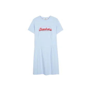 Skechers Comfortable Sports Collection Multicolor Casual Collection Short Sleeved Dress Women's Cashmere Blue