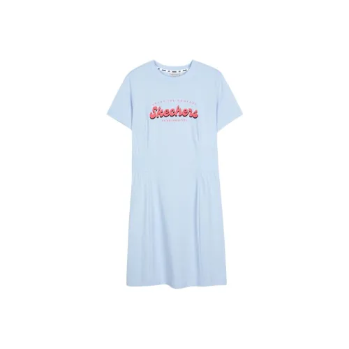 Skechers Comfortable Sports Collection Multicolor Casual Collection Short Sleeved Dress Women's Cashmere Blue