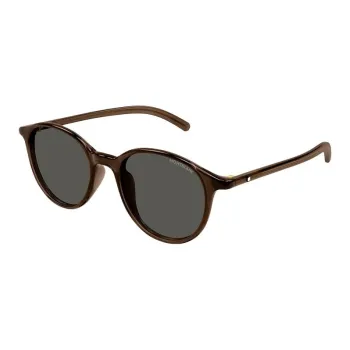 MONTBLANC Plate Frame Round Sunglasses Men's Dark Brown