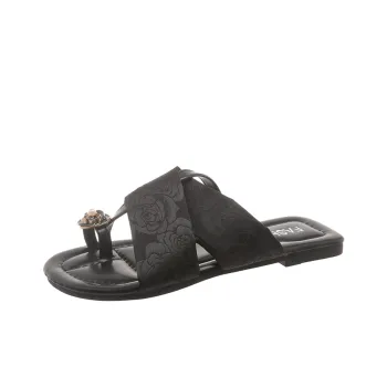 AJPAP Rubber Sole Quiet Abrasion Resistant Slip Resistant Flip Flops Women's
