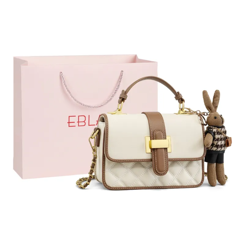 EBLAN Cow Leather Shoulder Bag, Crossbody Bag, Small Square Bag Regular Women's Ecru-0
