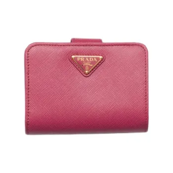 PRADA Saffiano Cow Leather Wallet Women's Pink